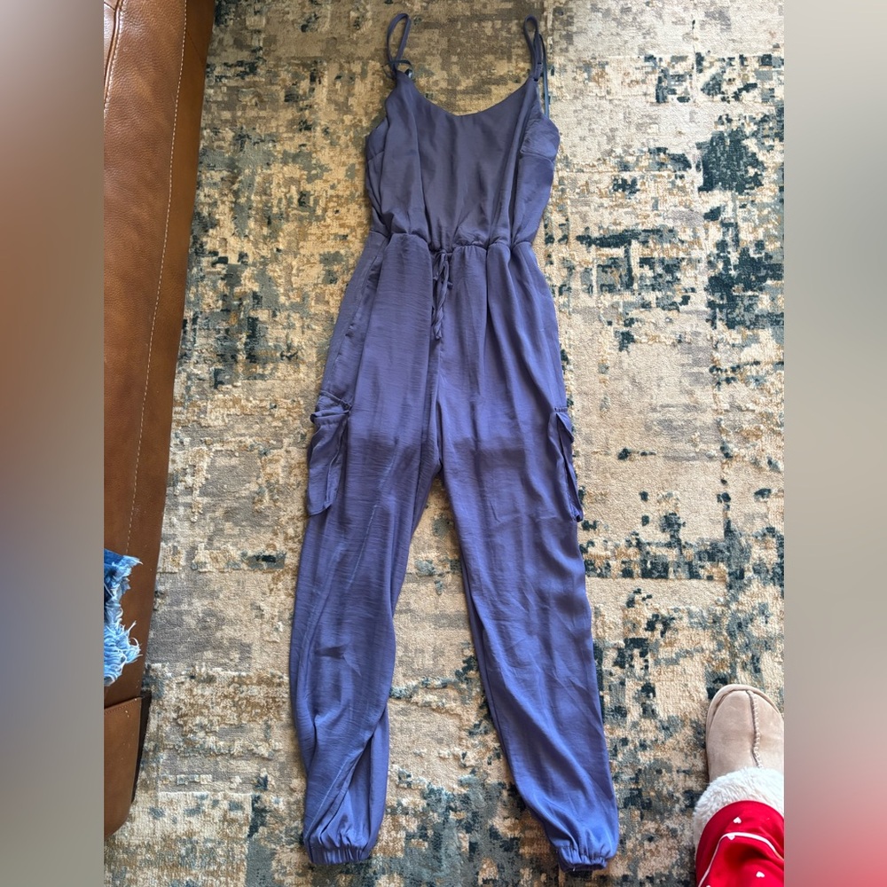 Women's Blue Cargo Style Jumpsuit